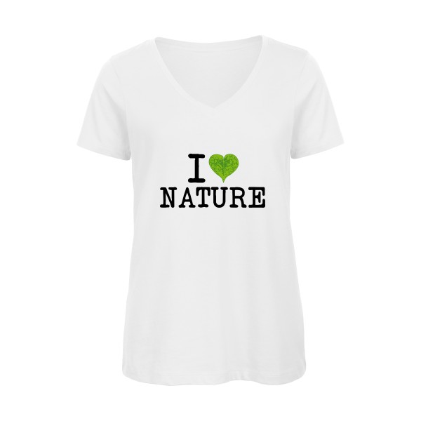 T-shirt femme bio col V Femme original sur le thème de l'écologie - Naturophile - 