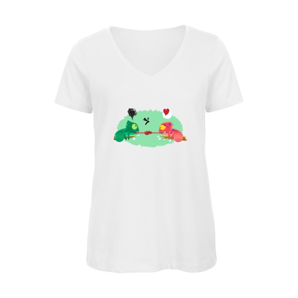  T-shirt femme bio col V Femme original - poor chameleon - 