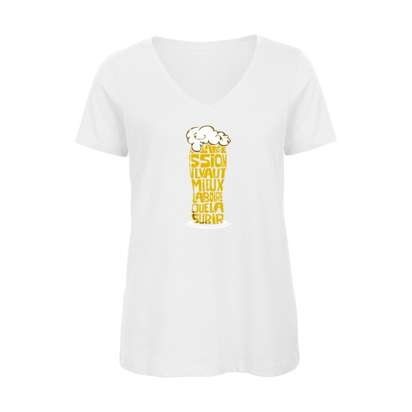 La pression -T-shirt femme bio col V humour alcool Femme  -B&C - Inspire V/women  -Thème humour et alcool -
