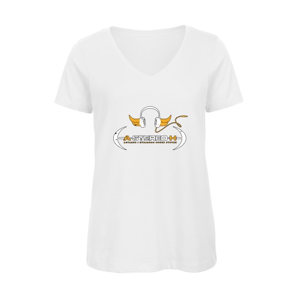 A-Stereo-H -T-shirt femme bio col V geek original Femme  -B&C - Inspire V/women  -Thème geek et gamer -