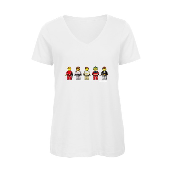 Old Boys Toys - T-shirt femme bio col V original pour Femme -modèle B&C - Inspire V/women  - thème personnages animés -