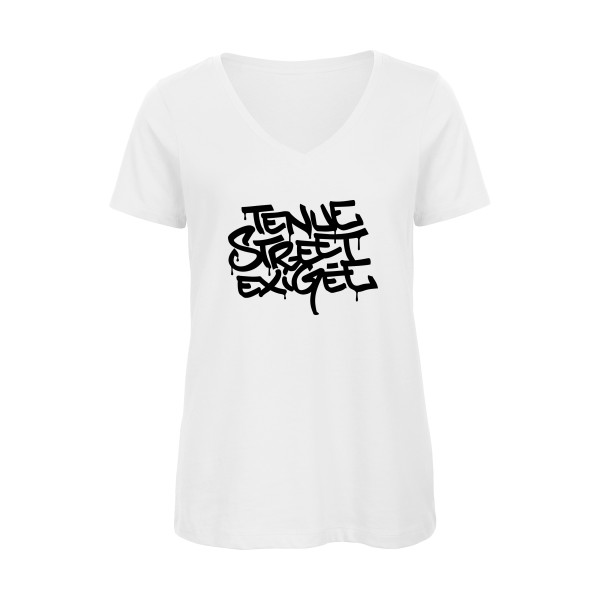 Tenue street exigée -T-shirt femme bio col V streetwear Femme  -B&C - Inspire V/women  -Thème streetwear -