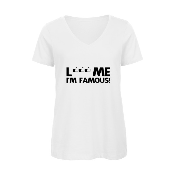 T-shirt femme bio col V original Femme  - Famous - 