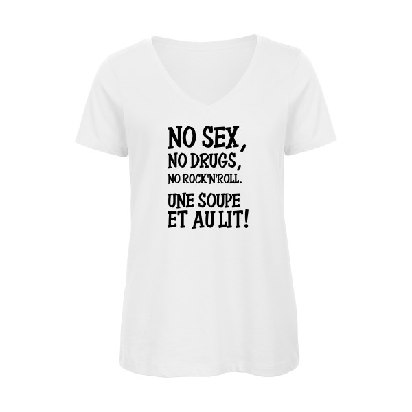 NO... - T-shirt femme bio col V  rock - modèle B&C - Inspire V/women  -thème musique et rock'n'roll-