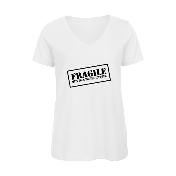 FRAGILE - T-shirt femme bio col V original Femme - modèle B&C - Inspire V/women  -thème monde -
