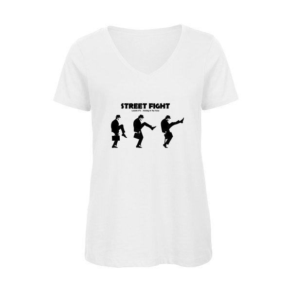 British Fight-T-shirt femme bio col V humoristique - B&C - Inspire V/women - Thème humour anglais - 