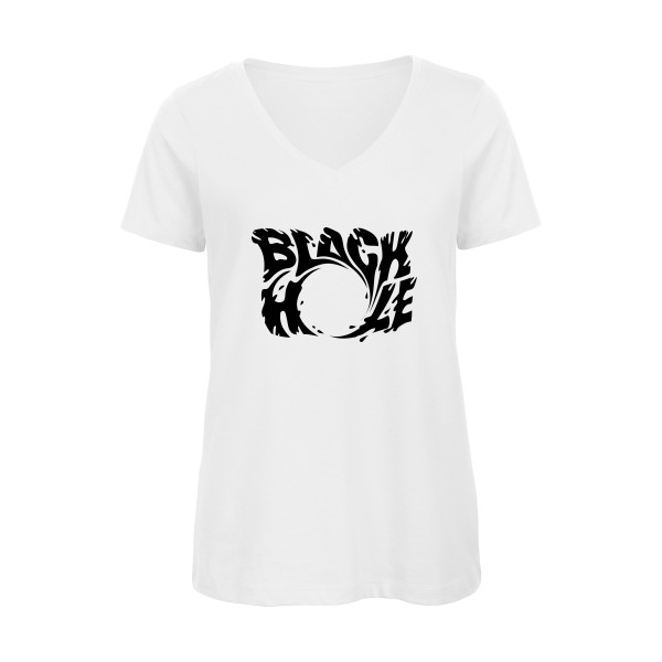 T-shirt femme bio col V original Femme  - Black hole - 