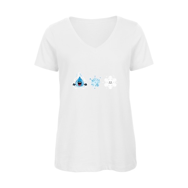 SnowFlake - T-shirt femme bio col V drôle Femme  -B&C - Inspire V/women  - Thème original et drôle -