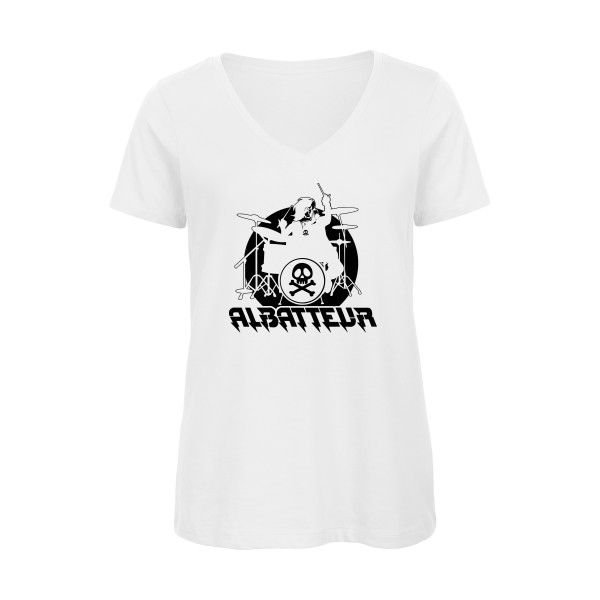 ALBATTEUR - T-shirt femme bio col V rock pour Femme -modèle B&C - Inspire V/women  - thème vintage et musique -