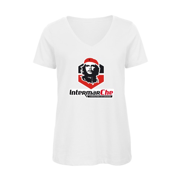 IntermarCHE - T-shirt femme bio col V detournement Femme - modèle B&C - Inspire V/women  -thème revolution et parodie -