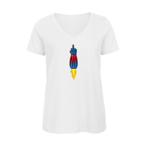 Fulguro Fuck ! - T-shirt femme bio col V Femme absurde- B&C - Inspire V/women  - thème humour potache