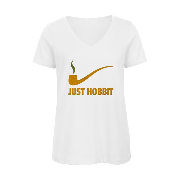 Just Hobbit - T-shirt femme bio col V seigneur des anneaux Femme - modèle B&C - Inspire V/women  -thème cinema -