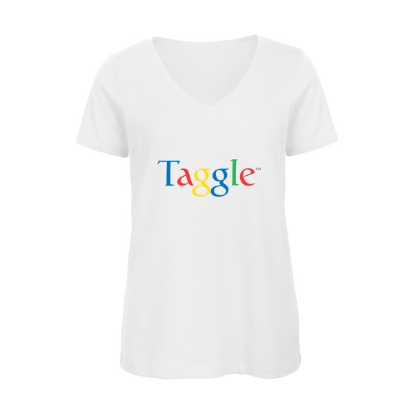 Taggle - T-shirt femme bio col V parodie - Thème t shirt humoristique- B&C - Inspire V/women  -