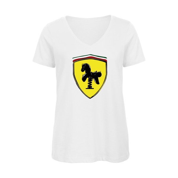 Ferrari -T-shirt femme bio col V parodie pour Femme -B&C - Inspire V/women  - thème  automobile - 