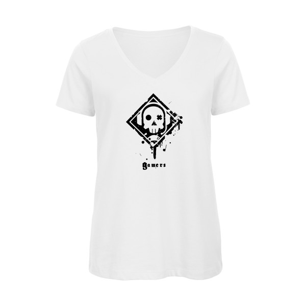 GAMERZ - T-shirt femme bio col V geek Femme - modèle B&C - Inspire V/women  - thème original et inclassable -
