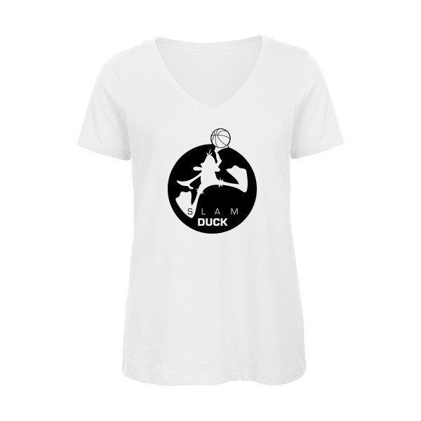 T-shirt femme bio col V original Femme  - SlamDuck - 