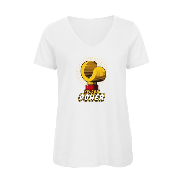 Yellow Power -T-shirt femme bio col V parodie marque - B&C - Inspire V/women 