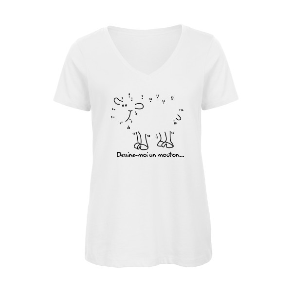 Dessine moi un mouton - T-shirt femme bio col V amusant pour Femme -modèle B&C - Inspire V/women  - thème humour et culture -