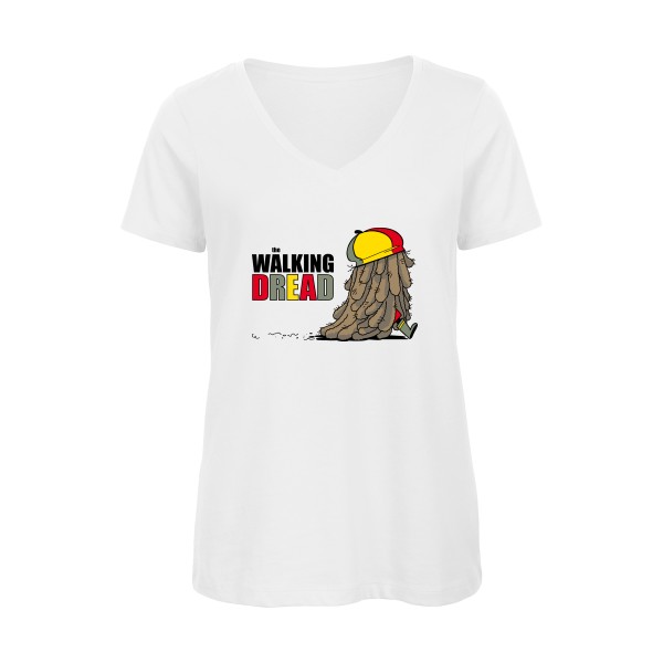 the WALKING DREAD-T-shirt femme bio col V vintage et reggae 