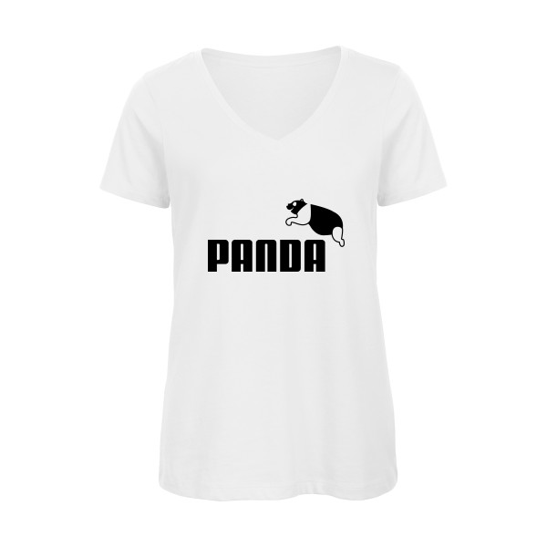 PANDA - T-shirt femme bio col V parodie pour Femme -modèle B&C - Inspire V/women  - thème humour et parodie- 