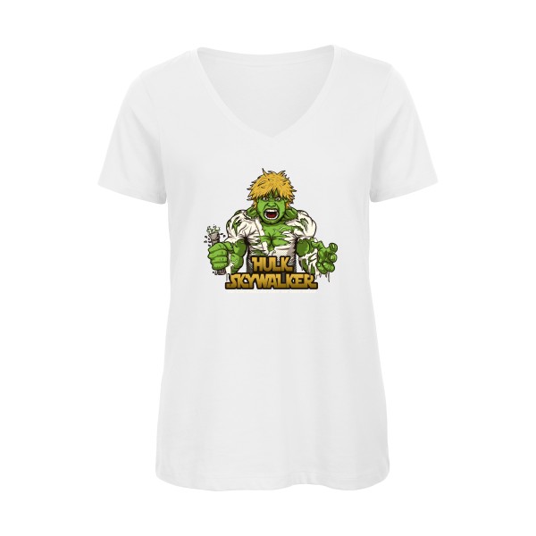 T shirt fun - Hulk Sky Walker -T-shirt femme bio col V - modèle B&C - Inspire V/women -thème bande dessinée -