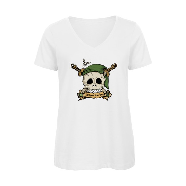 Zelda Skull T-shirt femme bio col V tete de mort -B&C - Inspire V/women 