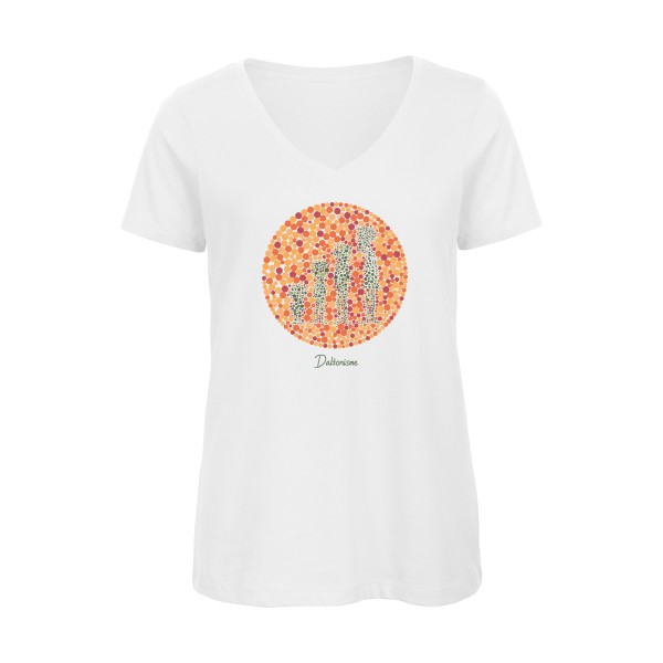 Daltonisme -T-shirt femme bio col V original Femme -B&C - Inspire V/women  -thème rétro et vintage -