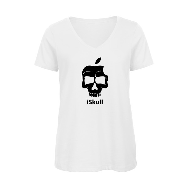 T-shirt femme bio col V original Femme  - iSkull - 