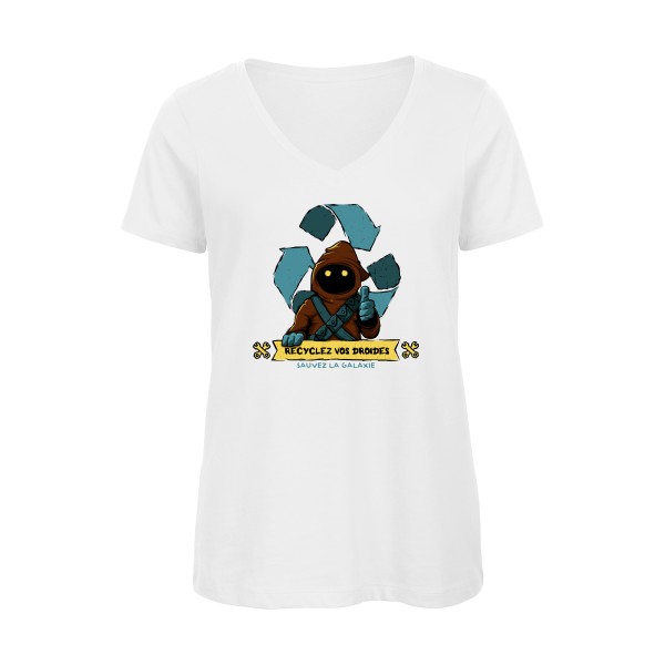 Sauvez la galaxie - T-shirt femme bio col V parodie Femme - modèle B&C - Inspire V/women  -thème humour et ecologie -