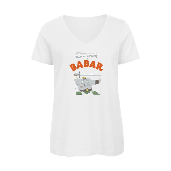 CONAN le BABAR -T-shirt femme bio col V parodie  -B&C - Inspire V/women  - thème  cinema  et vintage - 