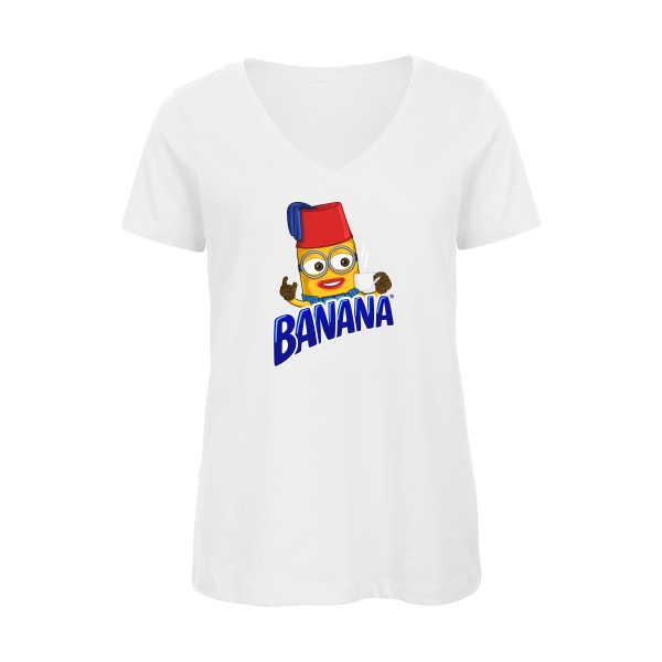 T-shirt femme bio col V Femme vintage - Banana - 