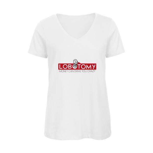 Lobotomy - T-shirt femme bio col V geek Femme  -B&C - Inspire V/women  - Thème geek et gamer -