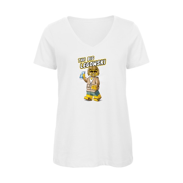 The big Legowski v3 - T-shirt femme bio col V vintage  - modèle B&C - Inspire V/women  -thème parodie et cinéma -