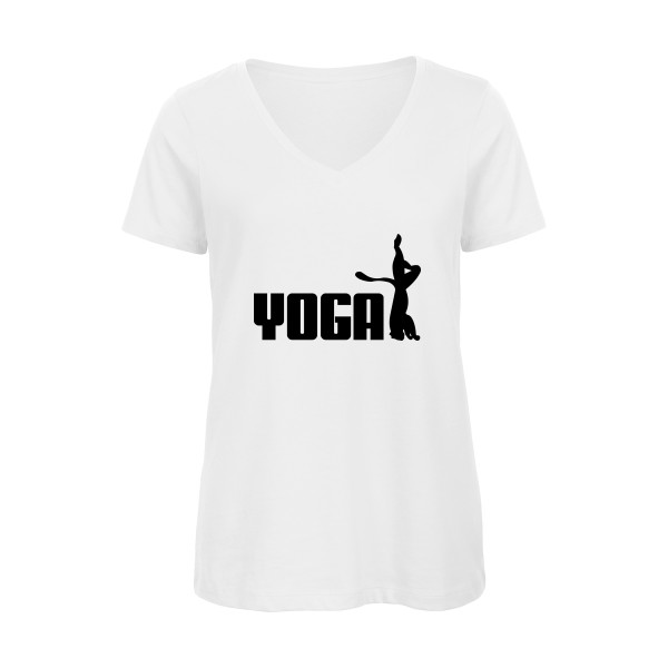 T-shirt femme bio col V Femme original - YOGA - 