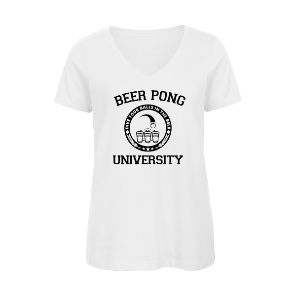 Beer Pong - T-shirt femme bio col V Femme geek  - B&C - Inspire V/women  - thème geek et gamer