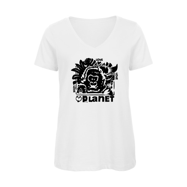 T-shirt femme bio col V Femme original - love planet - 