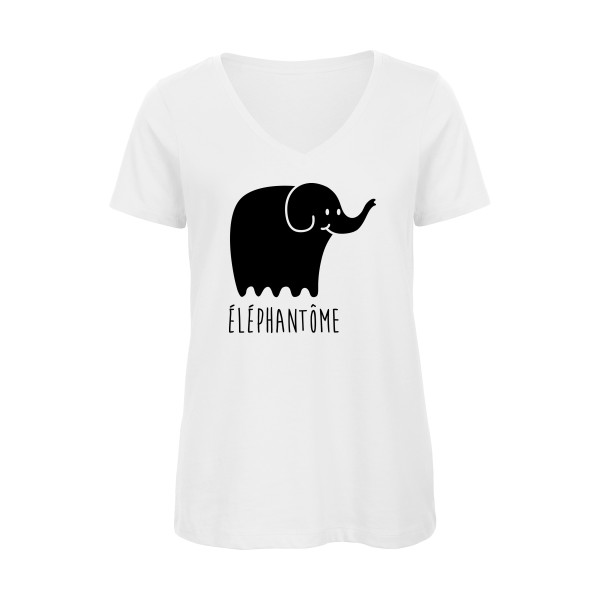 T-shirt femme bio col V Femme original - Eléphantôme - 