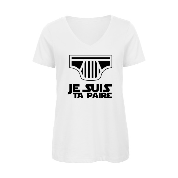 SLIP WARS - T-shirt femme bio col V original Femme  -B&C - Inspire V/women  - Thème humour potache -