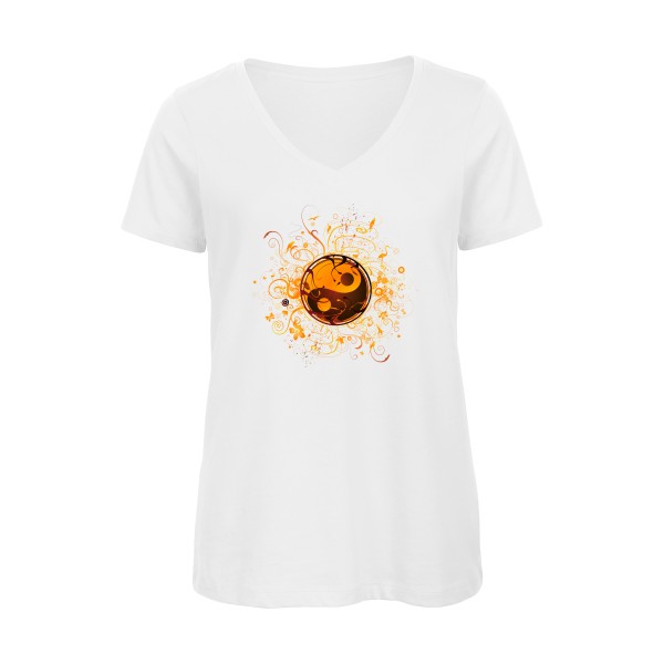 ying yang - T-shirt femme bio col V Femme graphique - B&C - Inspire V/women  - thème zen et philosophie-