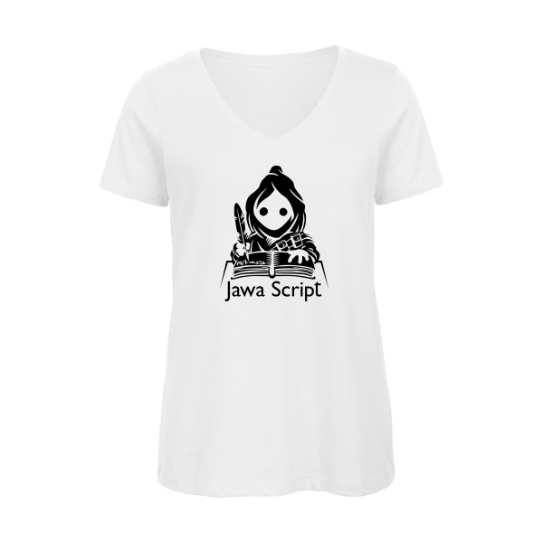 Jawa script-T-shirt femme bio col V Geek - B&C - Inspire V/women - Thème humour Geek - 