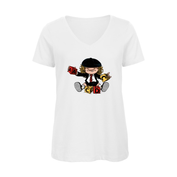 ACDC - T-shirt femme bio col V  -Le tee-shirt rock original -