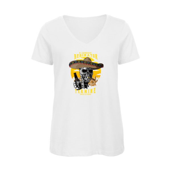 bibinator - T-shirt femme bio col V alcool Femme - modèle B&C - Inspire V/women  -thème parodie alcool -