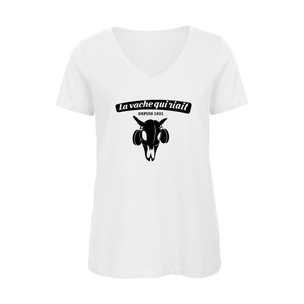 vache qui riait - B&C - Inspire V/women  Femme - T-shirt femme bio col V rigolo - thème alcool humour -