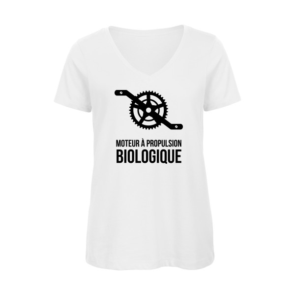 Cyclisme & écologie - B&C - Inspire V/women  Femme - T-shirt femme bio col V humour velo - thème cyclisme et ecologie -