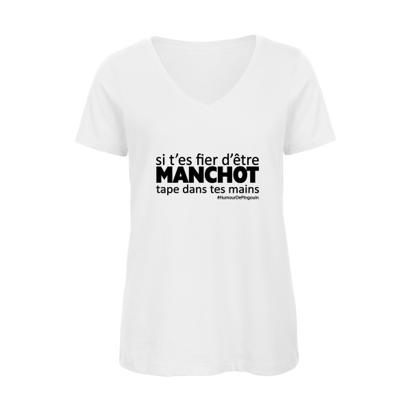 Manchot-T-shirt femme bio col V drôle - B&C - Inspire V/women - Thème humour - 