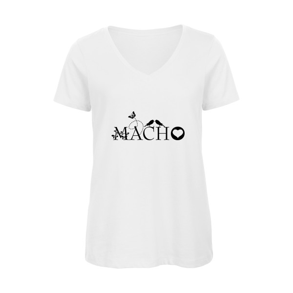 T-shirt femme bio col V original Femme  - macho rosato - 