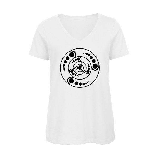 T-shirt femme bio col V original Femme  - crops circle - 