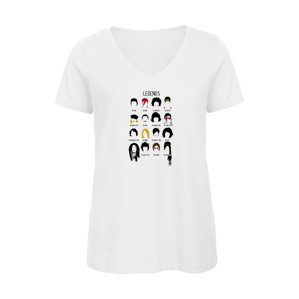 Legends-T-shirt femme bio col V humoristique - B&C - Inspire V/women - Thème vêtement original -