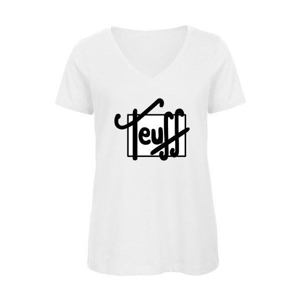 T-shirt femme bio col V Femme original - Teuf - 