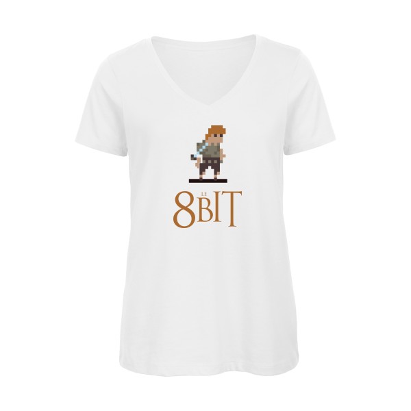 T-shirt femme bio col V original Femme  - Le 8Bit - 